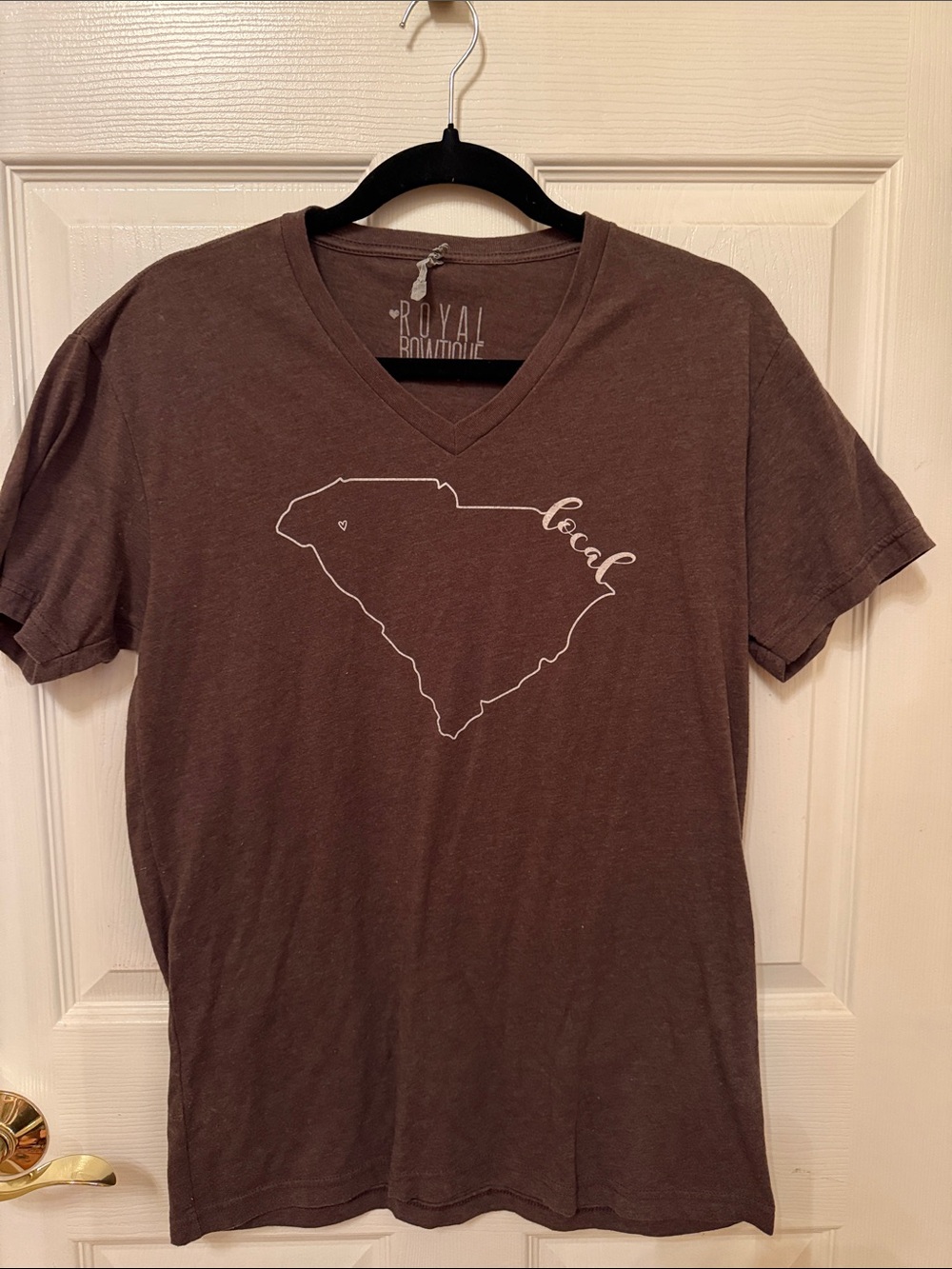 Royal Bowtique Brand Brown V-Neck 'Local' Graphic Tee